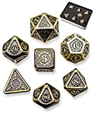 SGL DND - Set di dadi standard in metallo massiccio poliedrico per dungeon, draghi e altri giochi da tavolo (oro)