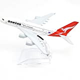 Shhjjyp - Modello di piano di metallo, modello aereo A380 Qantas in metallo, modello 16 CM-1: 400 Airplane di lega