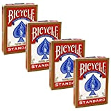 Shop4top 4 carte da gioco Bicycle Rider Back Standard Index carte da gioco, rosso