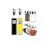 SHTSH Olio d'oliva Dispenser - Leva versando ugello con imbuto, 2 vasetti di olio + 2 bottiglie di pepe oliera ...