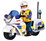 Simba 109251092 - Pompiere Sam, Polizia, con personaggio Malcolm sulla moto della polizia, con accessori, stagione 12, dai 3 anni ...