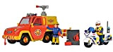 Simba 109251099038 - Sam il pompiere - Pick-Up Venus & Moto di polizia, 2 statuine, funzioni a getto d'acqua e ...