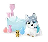 Simba Pamper Petz Husky con vasca da bagno, con funzione pompa, bottiglia di schiuma, spruzzatore d'acqua, giocattolo per cani, dai ...