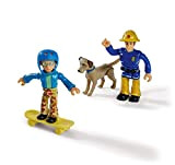Simba Set di personaggi Sam il pompiere, confezione doppia con animale, 7,5 cm, mobile, con accessori, 4 varie, viene fornito ...