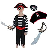 Sincere Party Costume da pirata per bambini con cappello, spada, Eyepatch per bambini unisex 3-4 anni