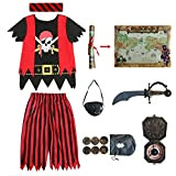 Sincere Party costume da pirata per bambini, set completo di 8 pezzi di giochi di ruolo da pirata 5-6 anni