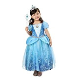 Sincere Party Ragazze Deluxe Cenerentola Principessa Fancy Dress con Tiara e Bacchetta per Ragazze Halloween, Carnevale, Festa di Compleanno Dress ...
