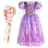 Sincere Party Ragazze Rapunzel Princess Fancy Dress con parrucca aggrovigliata 7-8 anni, Nuova opzione 2022