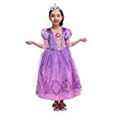 Sincere Party Ragazze Rapunzel Princess Fancy Dress con Tiara 5-6 anni, Nuova opzione 2022