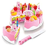 SIPLIV Giocattoli per Il Taglio di plastica fingono Cibo Set Taglio Torta di Compleanno Regalo per Bambini Fai da Te ...