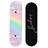 Skateboard Ragazze Adulti Ragazze Ragazze Ragazzi - 7 Animali Maple Deck 80 x 20 cm Rainbow Skateboard con Zaino (Rainbow ...