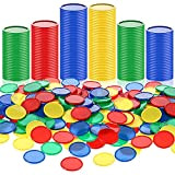Skylety 400 Pezzi Fiches da Poker in Plastica 4 Colori 1 Pollice Carta con Chip Vuoti per Contatori di Apprendimento ...