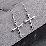 skyllc® Genuine Silver Cross della Vite prigioniera Eardrop Gioielli per Le Donne