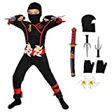 skyllc Ninja Costume Kids, Boys Ninja Cosplay Set con Guanti Freccette a baionetta - per Giochi di Ruolo Halloween Festa ...