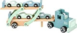 Small Foot 11510 Chicago - Trasportatore in legno, con lampada di ricarica mobile, rimorchio rimovibile e 4 auto, a partire ...