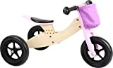 small foot 11611 Triciclo Trike Maxi 2 in 1 rosa, in legno, triciclo e biciclettina, sedile regolabile