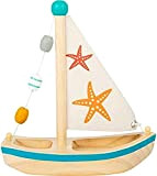 Small Foot Barca a Vela Stella Marina in Legno, Giocattolo da Bagno Acquatico, per Bambini dai 24 Mesi Toys, 11658