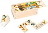 Small Foot Domino Safari in legno certificato FSC® 100%, divertente gioco di posa con motivi di animali colorati
