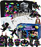 Smarkids Fogli da Disegno, 143 Arcobaleno Scratch Painting Paper Set Grattare Fogli di Disegni Artistico per Bambini, 60 Fogli Nera ...