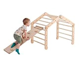 Smart Fox Wood Montessori - Set di telaio per arrampicata in legno con rampa double face, triangolo di arrampicata regolabile ...