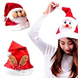 Smavles Cappello di Babbo Natale per Adulti, 2 Pezzi Cappello di Natale Morbido Rosso Cappello Comfort Unisex Decorazioni Natalizie Cappello ...