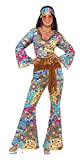 Smiffys Costume da hippy potere dei fiori, multi-colore, con Top, pantaloni, copricapo e, TAILLE S