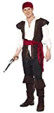 Smiffys, Costume da pirata, Nero, Bandana, Top, Pantaloni, Cintura e Copriscarpe (L)