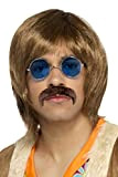 SMIFFYS Kit Hippie anni '60, marrone, con parrucca, baffi e occhiali da hippie