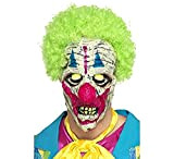 Smiffys Maschera da clown con luce nera UV, Multicolore, in lattice, copricapo con capel