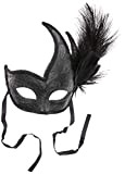 SMIFFYS Maschera da Colombina ornata di piume, nera