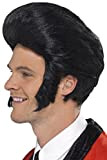 SMIFFYS Smiffy's Parrucca con ciuffo da Elvis Anni '50, Nera, con basette Uomo, Nero, Taglia unica, 42010