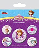 Sofia La Principessa Pink Amulet, 1 X 38mm & 4 X 25mm Badge Set di Badge 15x10 cm