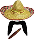 Sombrero messicano da donna con fascia messicana Sombrero + baffi + sigaro Jumbo Novità Costume Costume Set
