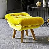 SoOSSN Sgabello imbottito con gambe in legno, comodo poggiapiedi per soggiorno, camera da letto (colore: giallo, dimensioni: 61 x 35 ...