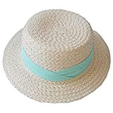 SPARKX Cappello Piatto di Paglia Rafia di Imitazione Piatta-Top per Bambini, Cappello da Sole per Vacanze, Cappello da Viaggio sul ...