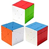 Speed Cube Set Fisher Cube+Windmill Cube+Axis Cube Transformers Speedcube Puzzle Cubo Magico 3 Pack velocità Stress Alleviare Giocattolo(Senza Adesivo )