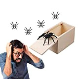 Spider Prank Box, 2 PCS Wooden Prank Spider Scare Box Wooden Case Joke Lifelike Gag Toy Surprise Funny for Boys ...