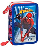 Spiderman - Astuccio Scuola 3 Zip Originale Completo di 44 Pezzi (Rosso/Bianco)