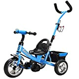 Spielwerk Triciclo per bambini Raceline cintura di sicurezza maniglione rimovibile poggiapiedi regolabile bici a spinta blu