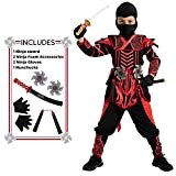 Spooktacular Creations Costume da guerriero ninja di Halloween rosso e nero per ragazzi e ragazze, festa in maschera di Halloween, ...