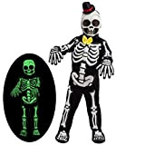 Spooktacular Creations Costume da Scheletro per Bambini Skelebones Vestito Scheletro Glow in The Dark per Halloween Dress Up Party (Nero) ...