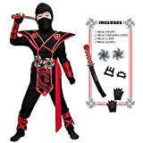 Spooktacular Creations Ninja Dragon Red Costume Outfit Set for Kids Halloween Dress Up Party (Small ( 5 – 7 yrs))