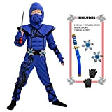 Spooktacular Creations Striking Blue Ninja Costume for Child Stealth Costume Halloween Kids Kung Fu Outfit (Small ( 5 – 7 ...