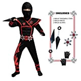 Spooktacular Creations Unisex Child Flame Red Ninja Costume Set for Kids Kung Fu Outfit Halloween Ideas (Large ( 10- 12 ...
