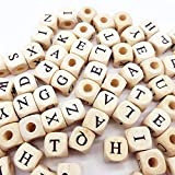 Sprießen 200 PCS di Alfabeto in Legno Naturale, Perle di Alfabeto in Legno ABC Puzzle, per Incoraggiare la creatività e ...