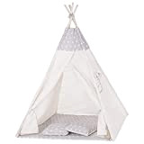 SPRINGOS Tenda per bambini Tipi Tent Tappetino Cuscino in cotone 160x120x100 cm Tenda da gioco per bambini