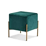 Square Velvet Ottoman 43 cm Tall Modern Style Pouffe Upholstered Stool with Gold Stainless Steel Legs Soft And Comfortable Can ...