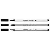STABILO - Set di 3 pennarelli a punta a pennello Pen 68 brush nero