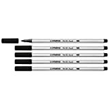 STABILO - Set di 5 pennarelli a punta a pennello Pen 68 brush nero