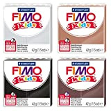 Staedtler FIMO Kids, 4 Blocchi da 42 g ciascuno nei Colori Giallo, Marrone, Grigio Chiaro e Nero, Argilla Forno per ...